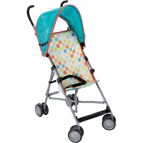 Cosco strollers - Polycotton. Imported. COMPACT DESIGN – The Cosco Umbrella Stroller is lightweight and compact, letting you take it along in the car or fold it down easily and stow it away when not needed. OPTIMUM COMFORT – This umbrella stroller has a heavy-duty, three-point harness to ensure your child’s comfort and safety as you travel over bumpy ... 